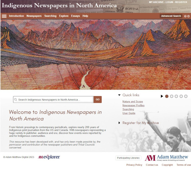 Screenshot showing the collection homepage